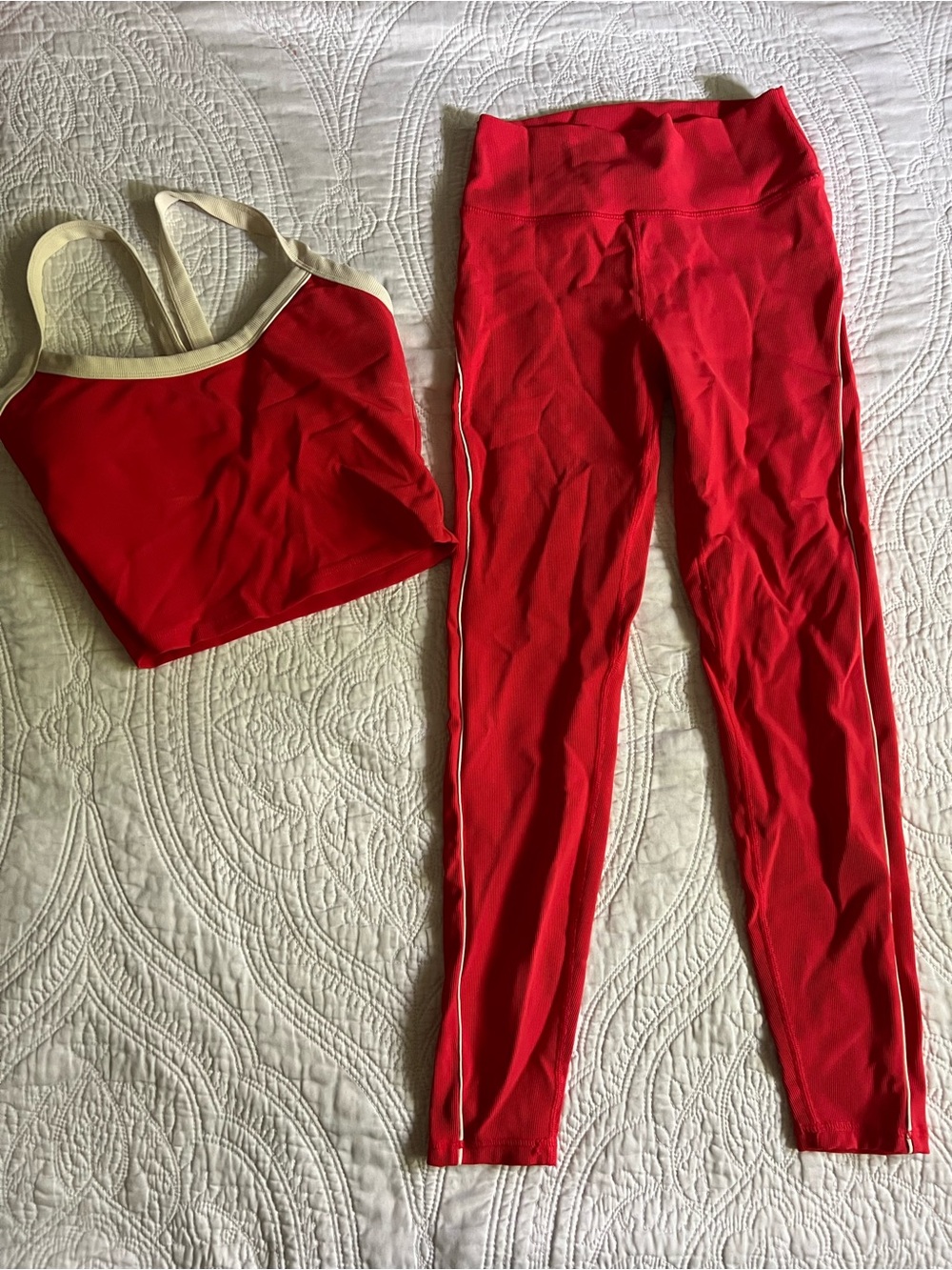 Wilo the Label Women’s Red High-Waist Leggings and Crop Tank Set